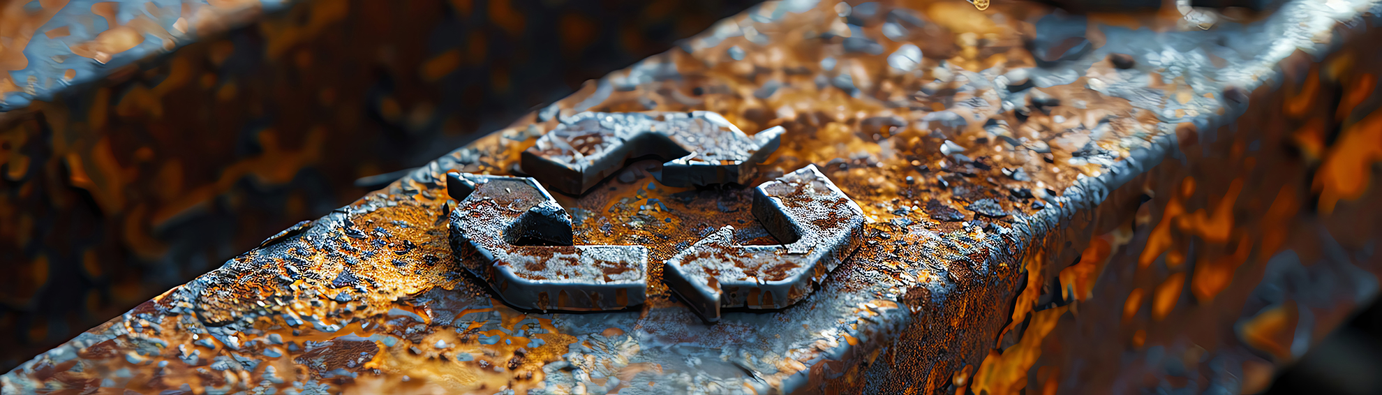 Stahlträger mit Recycling-Symbol – Sinnbild für sortenreine Entsorgung.